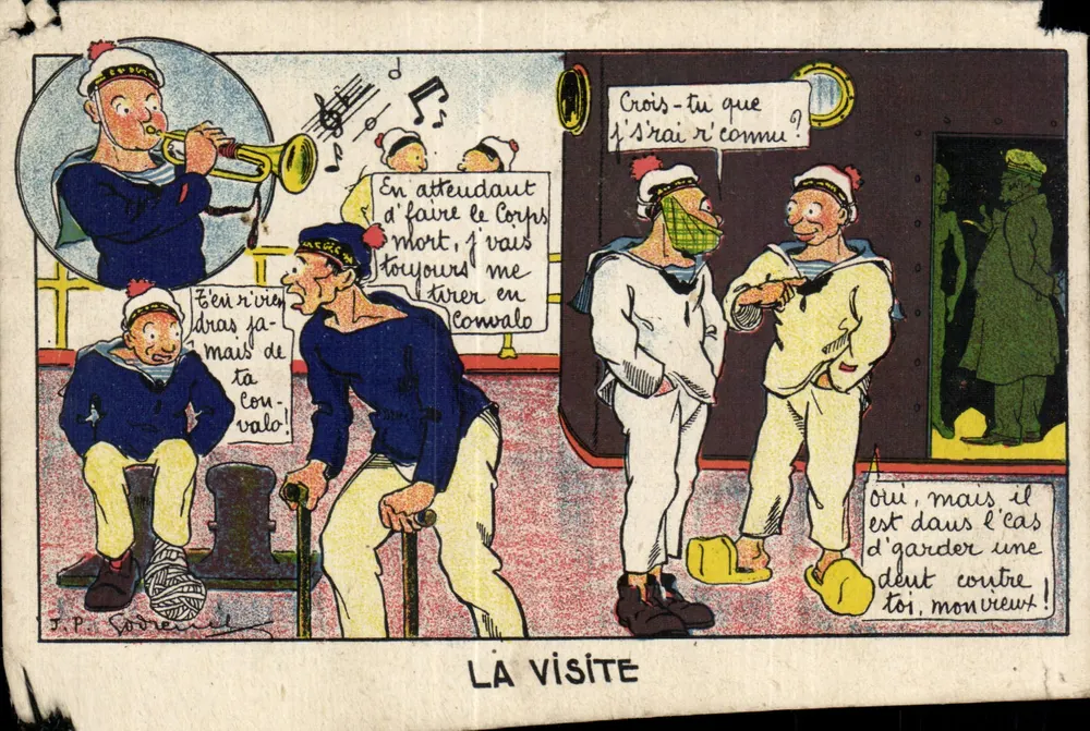 Die Visite — J.P. Godrie — Serie karikaturistischer Seescenen - Vorderseite