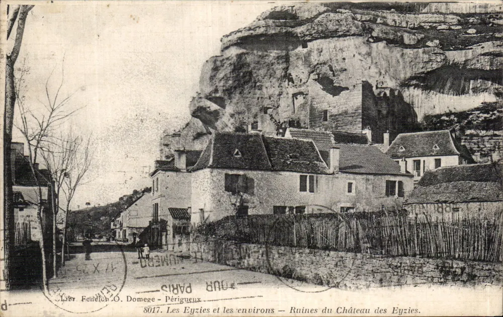 Les Eyzies und die Umgebung — Ruinen des Schlosses Les Eyzies — Libr. Fenélon, O. Domege - Périgueux - Vorderseite