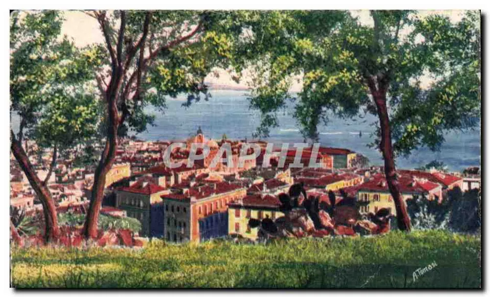 Vista della città di Ajaccio — editore A. Tomari, numero di serie non visibile - Recto