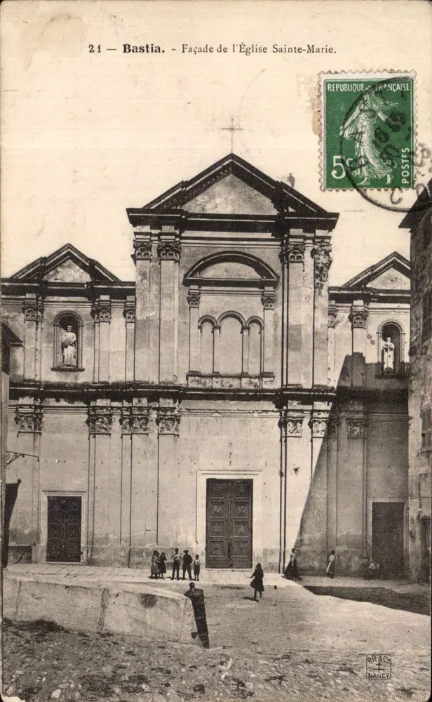 Bastia — Fassade der Kirche Sainte-Marie — Verlag Riquet, n°21 - Vorderseite