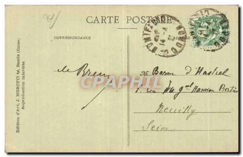Bonifacio - La Roque - Córsega — J. Moretti, n° 3507 - Verso