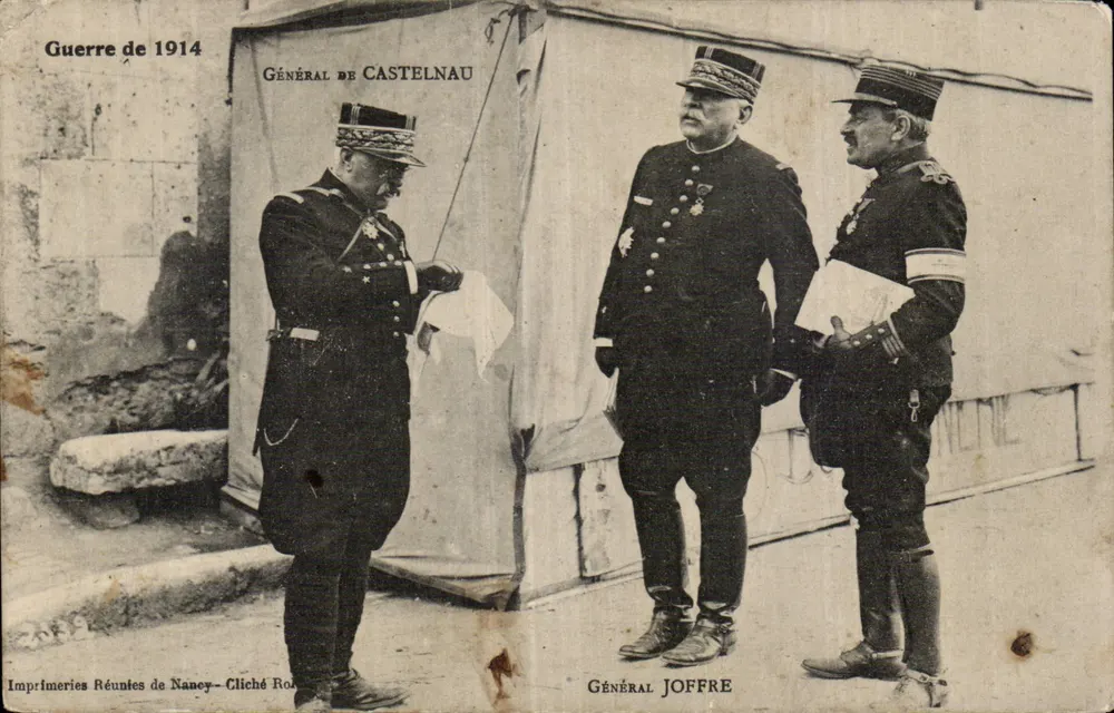 General Castelnau und General Joffre — Krieg 1914 — Imprimeries Réunies de Nancy - Vorderseite