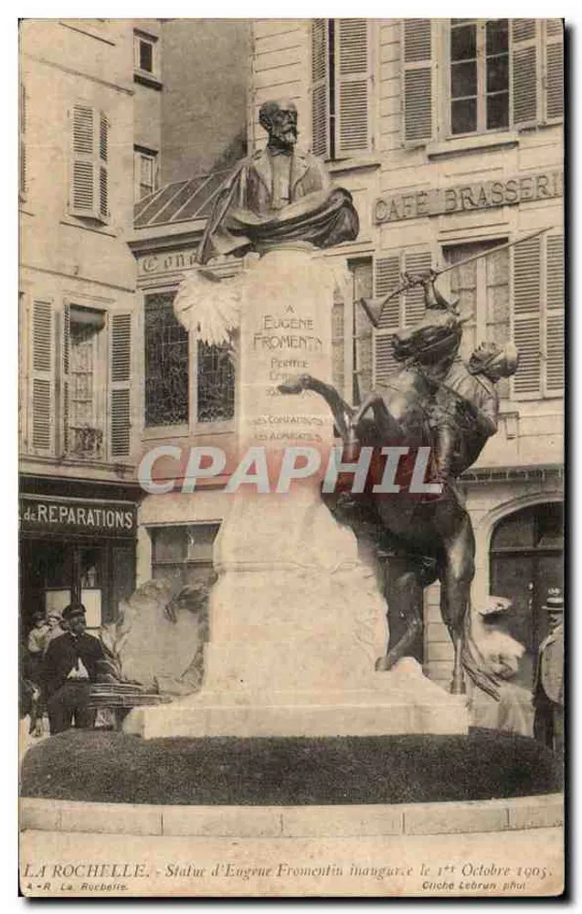 ला रोचेल - एउगीन फ्रॉमेनटिन की प्रतिमा, 1 अक्टूबर 1905 को उद्घाटित - सिंचे लेब्रुन फोटो. - आगे