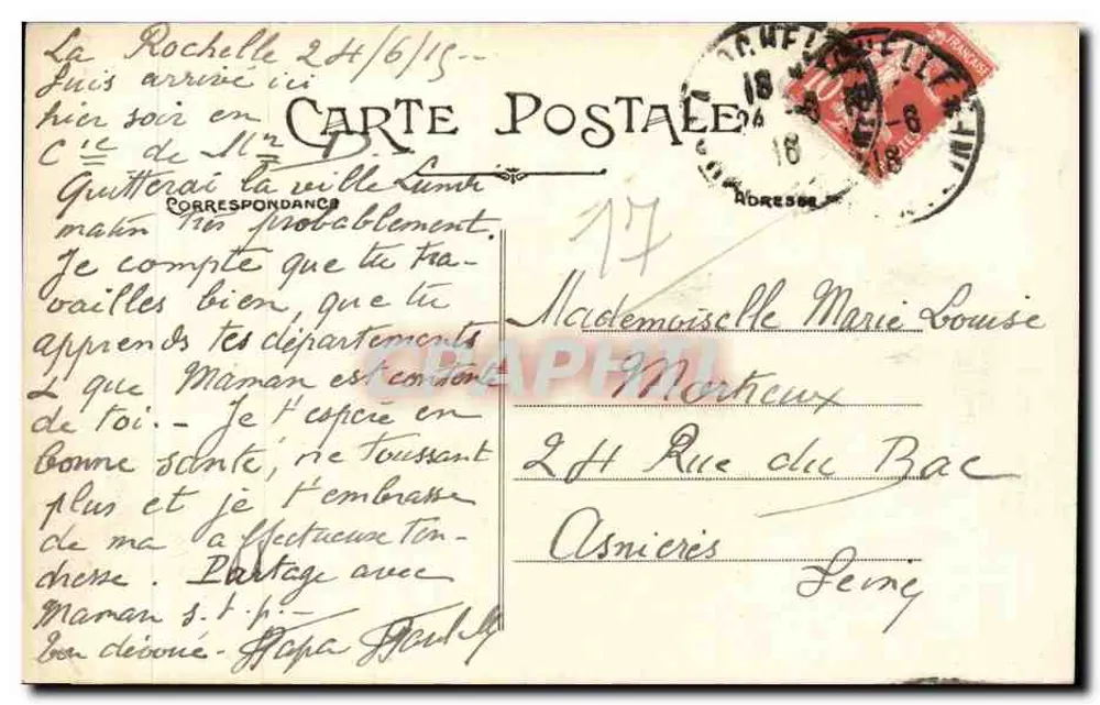La Rochelle — Saída do Porto — R. Bergevin, editor, 66, Rue des Merciers, La Rochelle - Verso