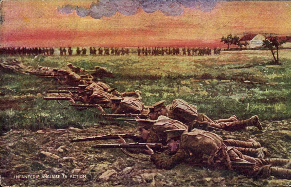 Englische Infanterie im Einsatz — Ausgabe Dubonnet, Nr. 1014-1015 - Vorderseite