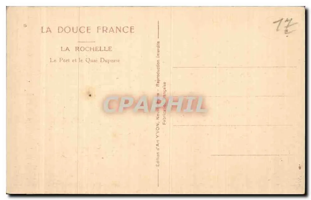 La Rochelle — Der Hafen und der Quai Duperré — Édition d'Art YVON - Rückseite