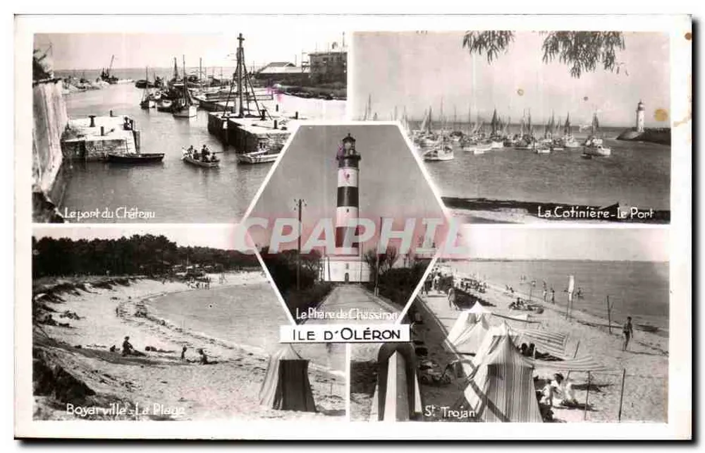 Ilha de Oléron — O farol de Chassiron, O porto do Castelo, A Cotinière-Le Port, Boyardville-La Praia, St Trojan - Frente