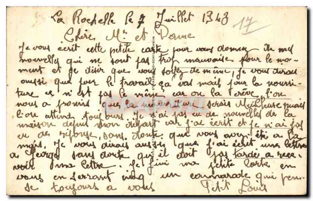 La Rochelle — O Mail — LL — n° 107 - Verso