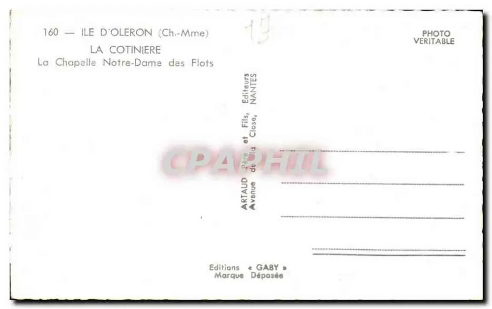 Gaby — Ansicht der Kapelle Notre-Dame des Flots — Editions Gaby - Rückseite