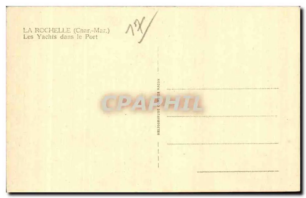 La Rochelle (Charente-Maritime) — Os Yachts no Porto — Héliogravure C. H. Mason - Verso