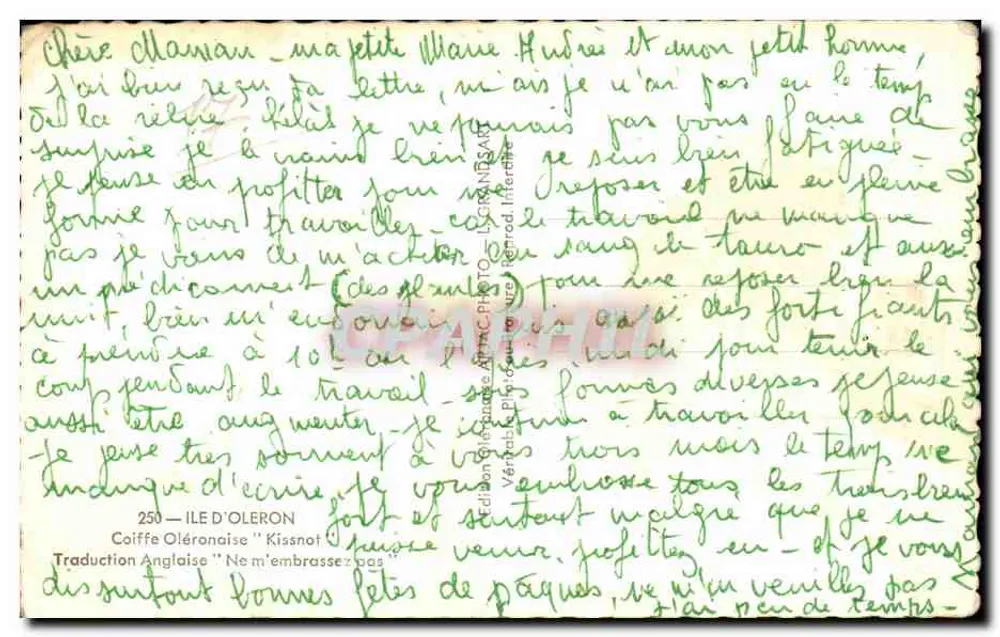 Frau in Oleron-Kopftuch — Verlag Arijac, n°250 - Rückseite