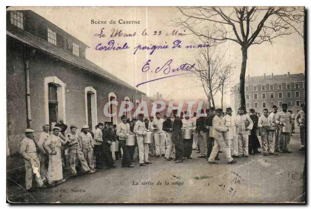 Scène de Caserne — La sortie de la soupe — Imprimerie des Brains et Cie, Nantes - Vorderseite