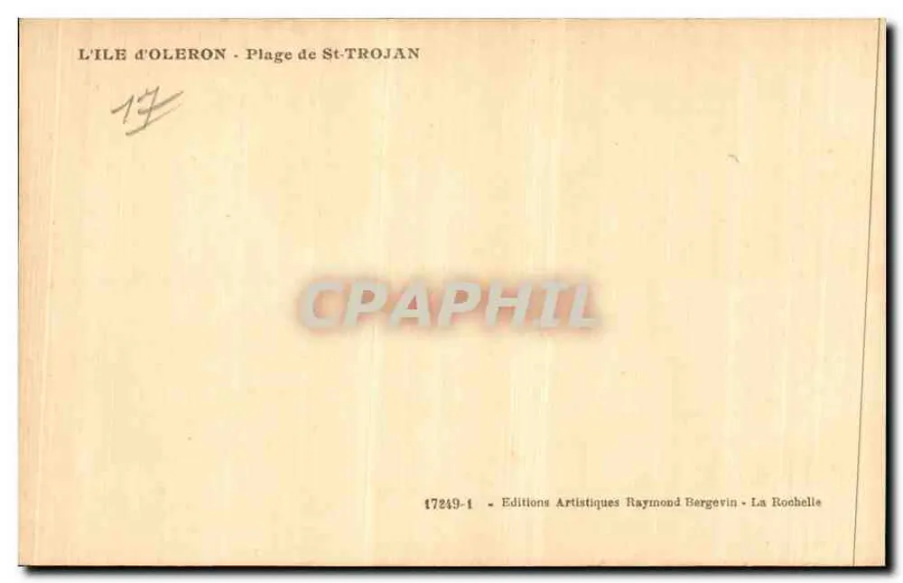 Praia de St-Trojan — Ilha de Oléron — Edições Artísticas Raymond Bergevin - Verso