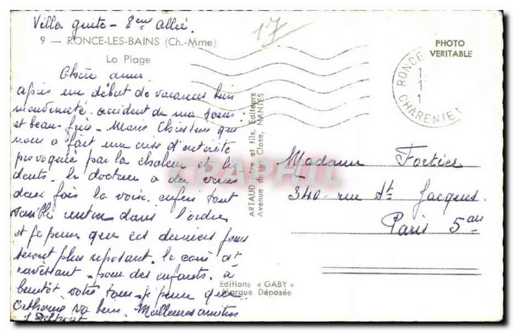 Praia de Roncq-Les-Bains — Editor Gaby, N°14 - Verso