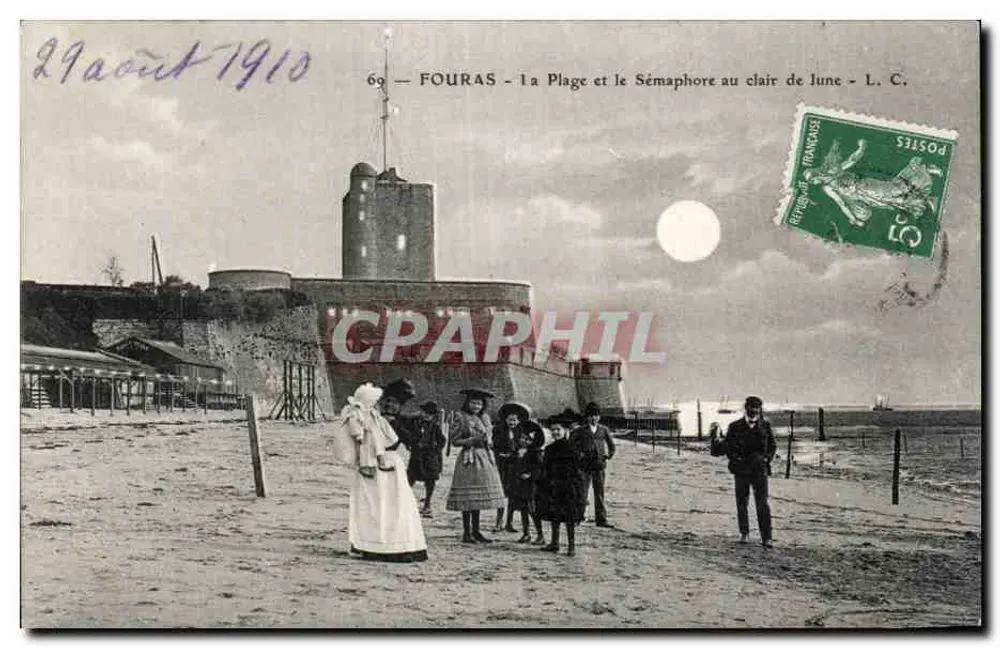 Fouras - Die Strandpromenade und der Leuchtturm im Mondlicht - L. C. - Vorderseite