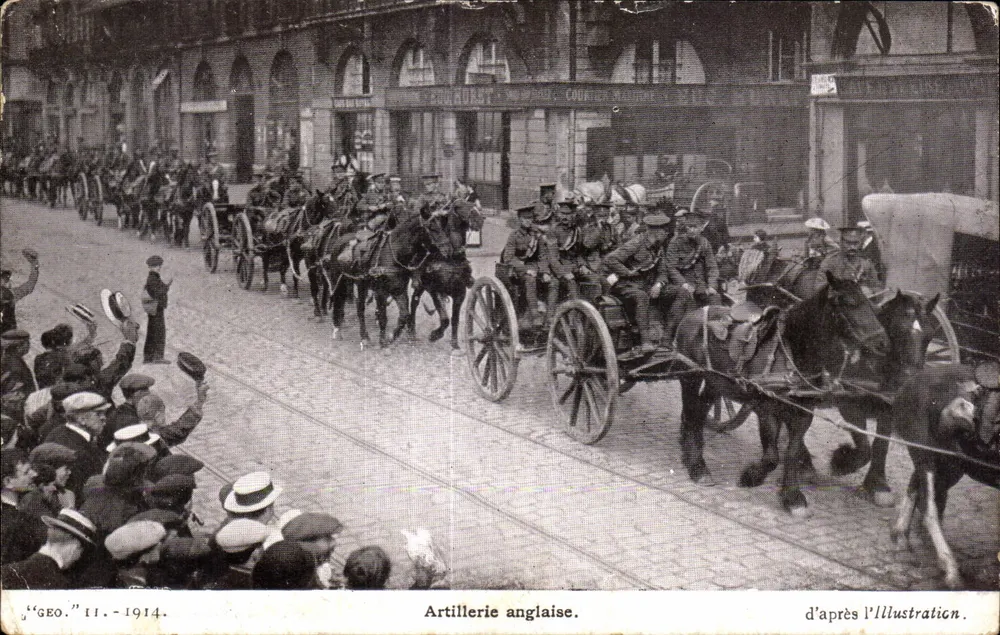 Englische Artillerie — Militärparade — nach 'L'Illustration', herausgegeben von 'GEO.', Nr. 11-1914 - Vorderseite