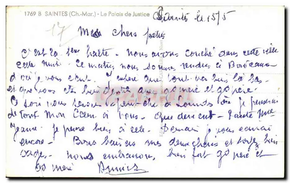 न्यायालय के महल - सेंट्स (चेरेंट-मरीताइम) - एडिटर एच. मोरिन, नंबर 1769 - पीछे