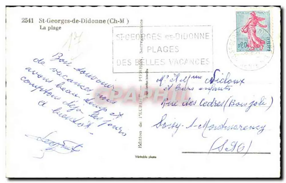 St-Georges-de-Didonne — A praia — Edição de l'Écrin (n°2541) - Verso