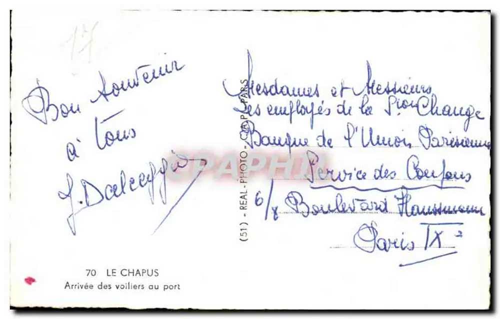 Llegada de veleros al puerto — Le Chapus — (51) REAL-PHOTO-CO. PARIS - Reverso