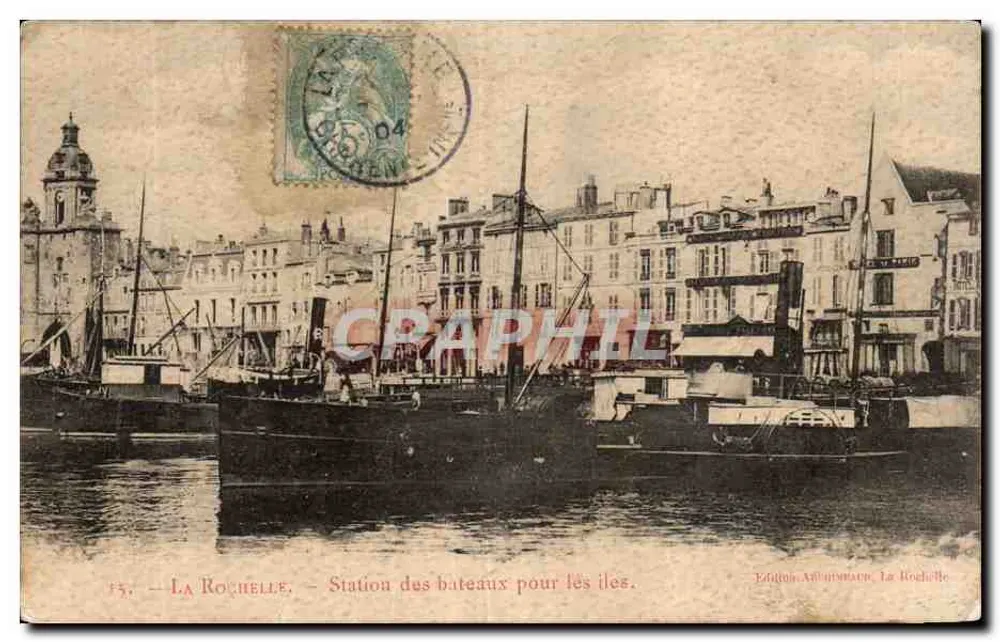 La Rochelle — Station des bateaux pour les îles — Édition Adrienmann, La Rochelle - Vorderseite