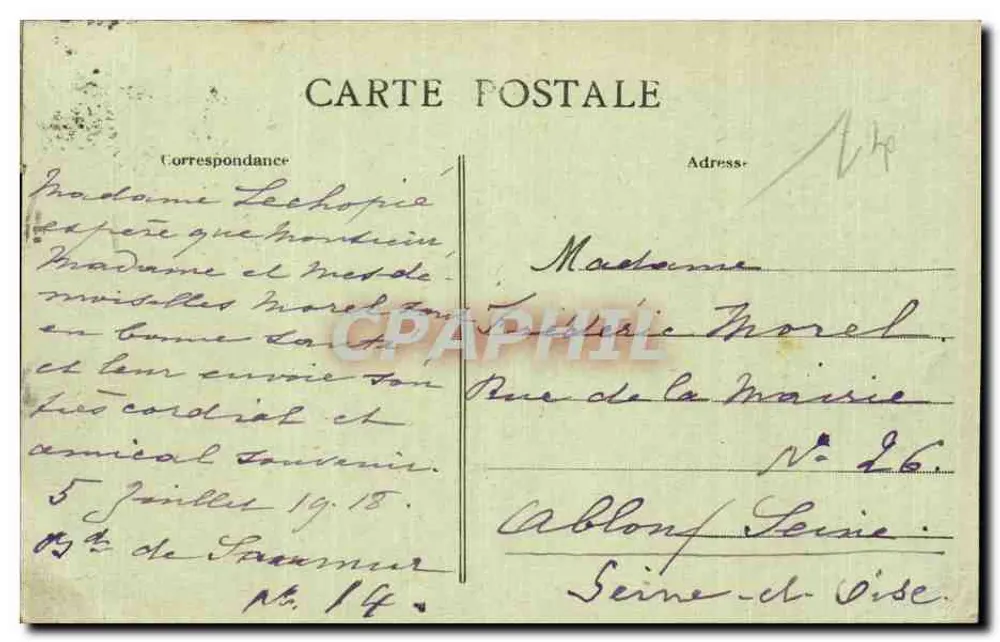 Angers 1821 — Ansicht vom Haute-Chaîne — Édition Larouche, Angers - Rückseite