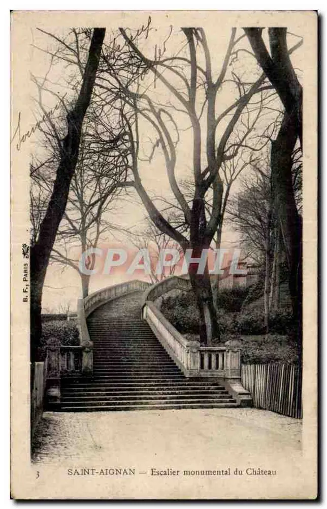 SAINT-AIGNAN — Escalier monumental do Castelo — B.F. Paris, n°3 - Frente