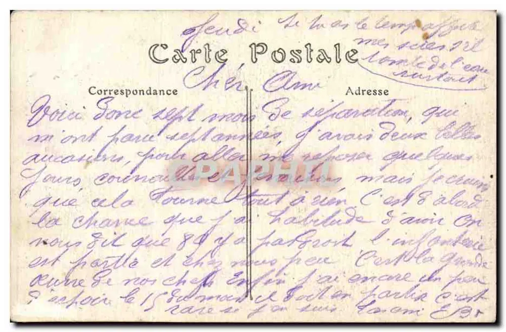 General Légrand — Armeechef — Kampagne 1914, Französische Armee, Verlag Phol. - Rückseite