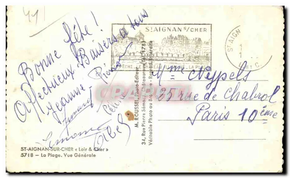 Saint-Aignan-sur-Cher — Allgemeine Ansicht — M. ROUSSEL, Foto-Verlag - Rückseite