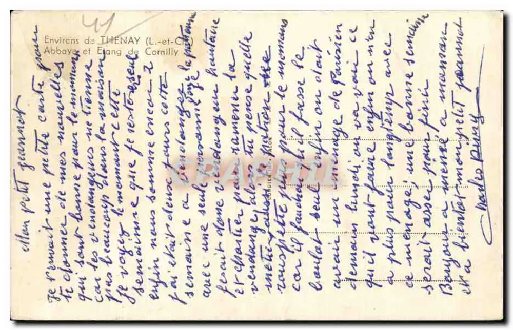 Abadia e Lago de Cornilly — Arredores de Thénay (Loir-et-Cher) — Carta postal - Verso