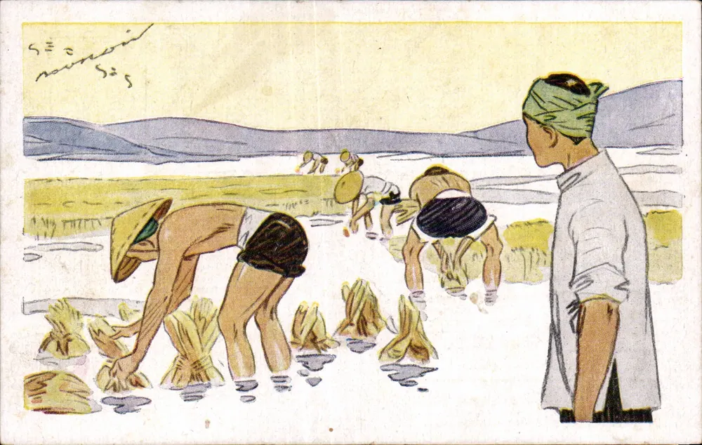 Indochinesischer Reis — Reisernte — Association Nationale pour l'Indochine Française - Vorderseite