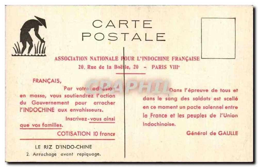 Indochinesischer Reis — Reisernte — Association Nationale pour l'Indochine Française - Rückseite
