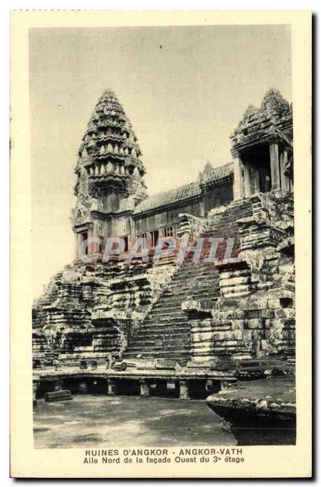 Ruinen von Angkor - Angkor-Vath — Nordgiebel der Westfassade des 3. Stocks — Photo Edition Nadal, Ségien - Vorderseite