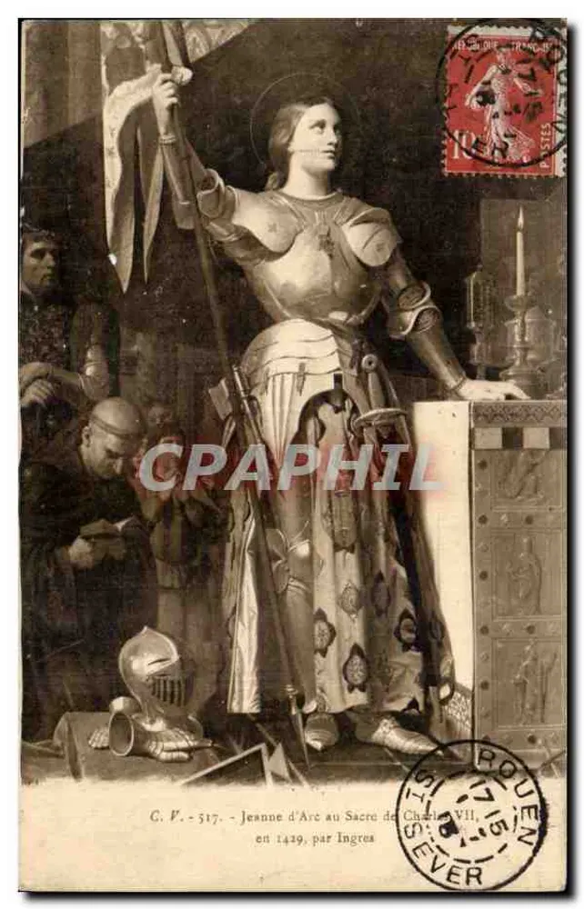 Jeanne d'Arc bei der Krönung von Karl VII — von Ingres — C.P. 517 - Vorderseite