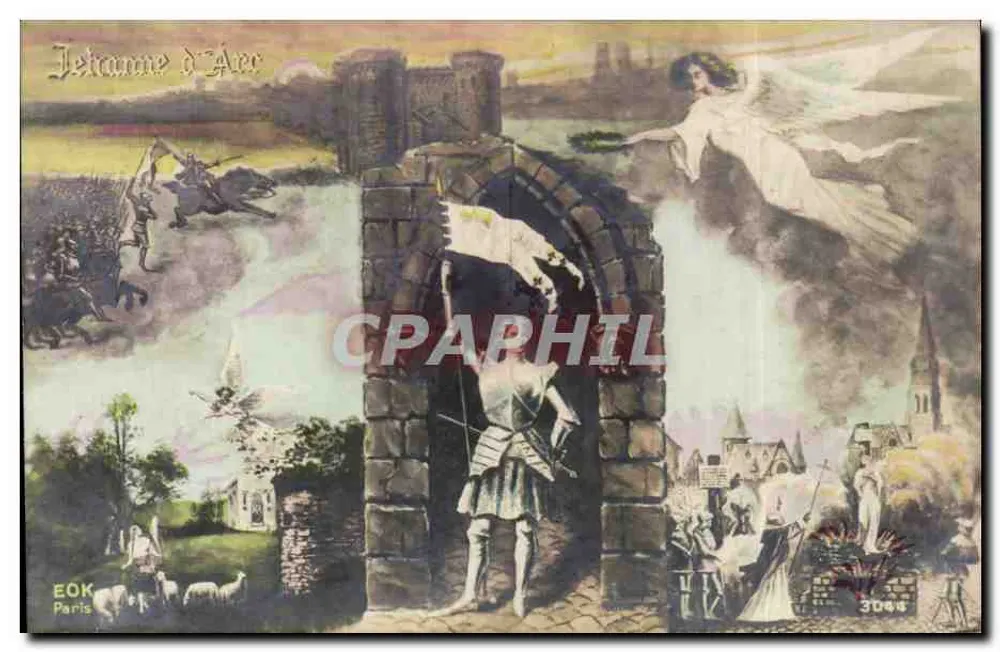 Jetteume d'Acre — cena histórica com anjo e cavaleiro — EOK Paris n°3084 - Frente