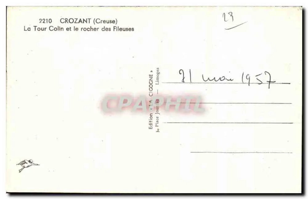 La Tour Colin und der Felsen der Weber — CROZANT (Creuse) — Edition « LA CLOOGINE » - Rückseite