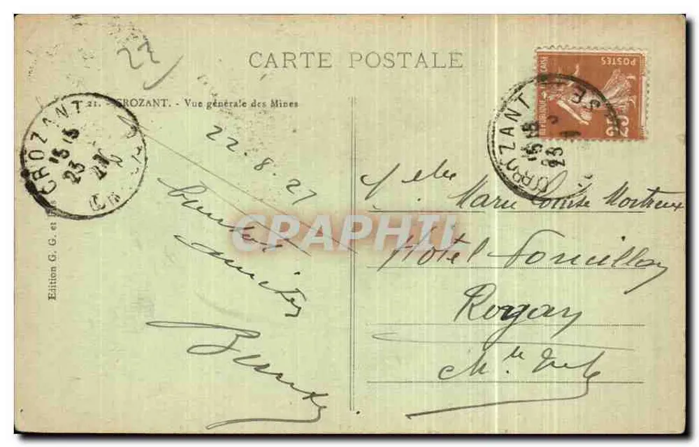 La Creuse Pittoresque — vista das ruínas nas margens — edição G. G. e P. Crozant, n°20 - Verso