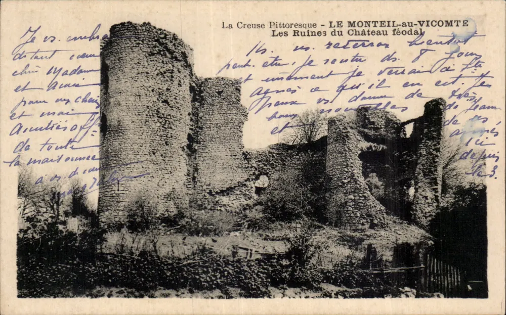 Le Monteil-au-Vicomte — Ruinen des feudalen Schlosses — Die malerische Creuse - Vorderseite