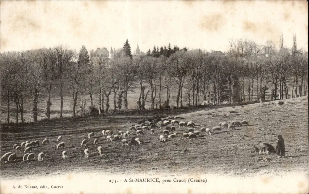 St-Maurice, nahe Crocq (Creuse) — Schafherde und Schäfer — A. de Nussac, Verlag Guéret, Nr. 273 - Vorderseite