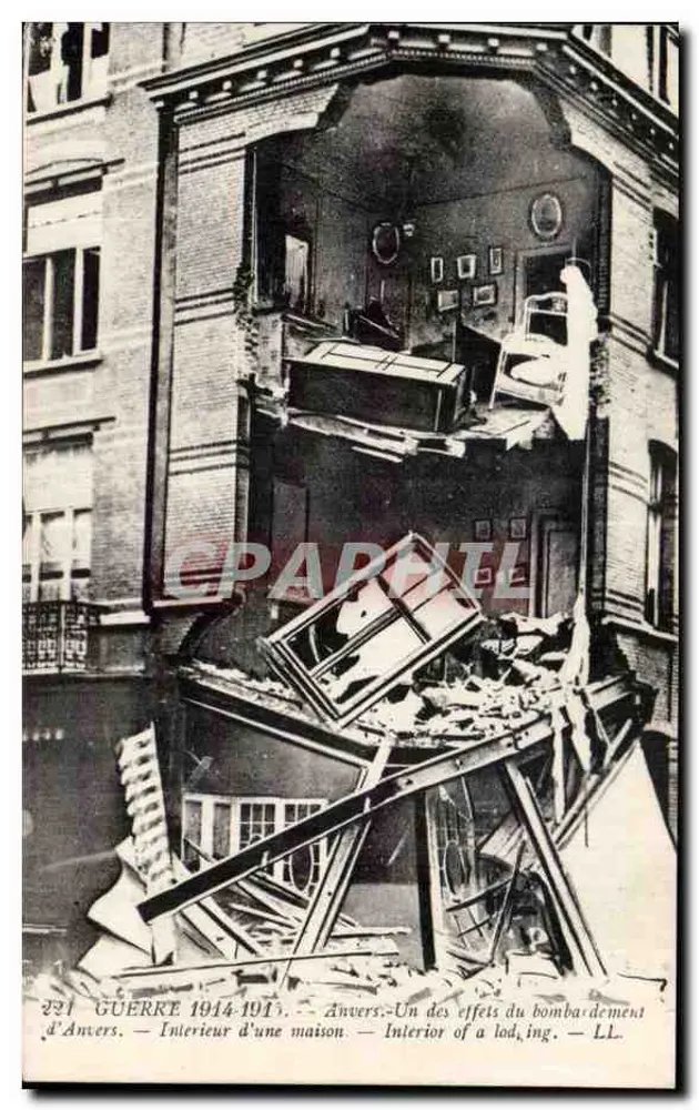 Antwerpen — Ein Ergebnis des Bombardements von Antwerpen — LL - Vorderseite