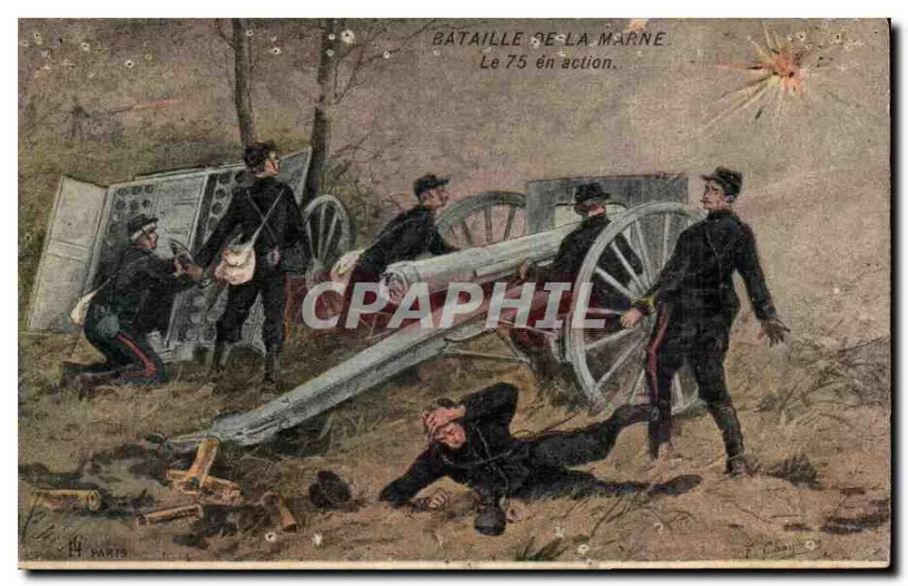 Bataille de la Marne — Le 75 en action — Éditions L.H. Paris - Recto