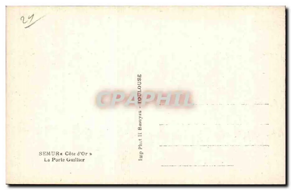Semur-en-Auxois — A Porta Guillier — Imp. Phot. H. Basyau - Verso