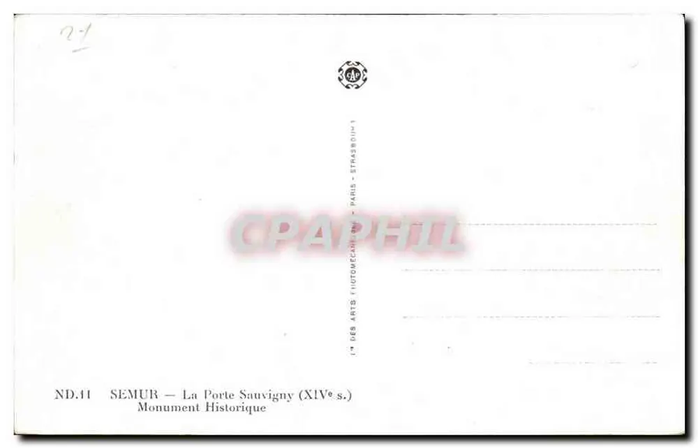Semur — Brama Sauvigny — Zabytkowy monument (XIV w.) - Rewers
