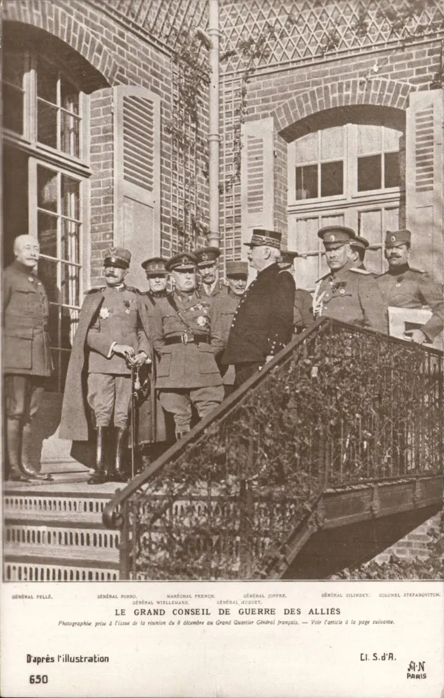 Der Alliierte Kriegsrat — Photographie nach der Sitzung vom 8. Dezember im französischen Hauptquartier — Cl. S.d'A. Paris - Vorderseite