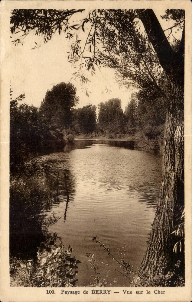 Paisagem de BERRY — Vista sobre o Cher — Editor Dutard Fils, Vierzon, n°100 - Frente