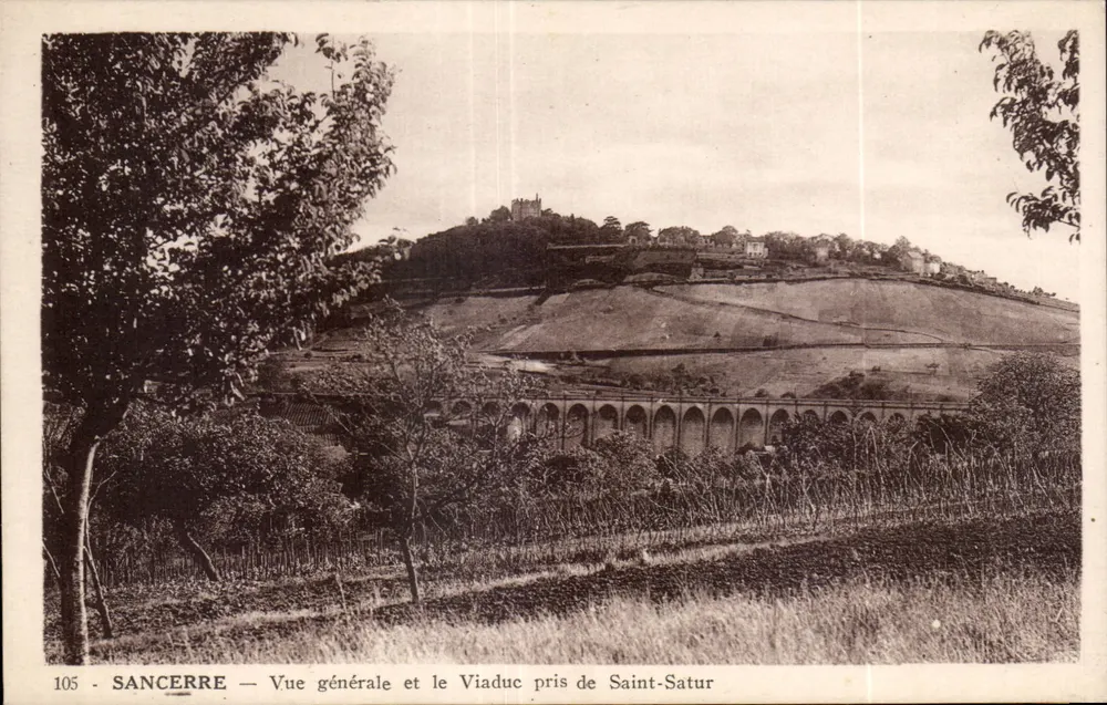 SANCERRE — Allgemeine Ansicht und der Viadukt von Saint-Satur — Édition L. Héraud, n° 105 - Vorderseite