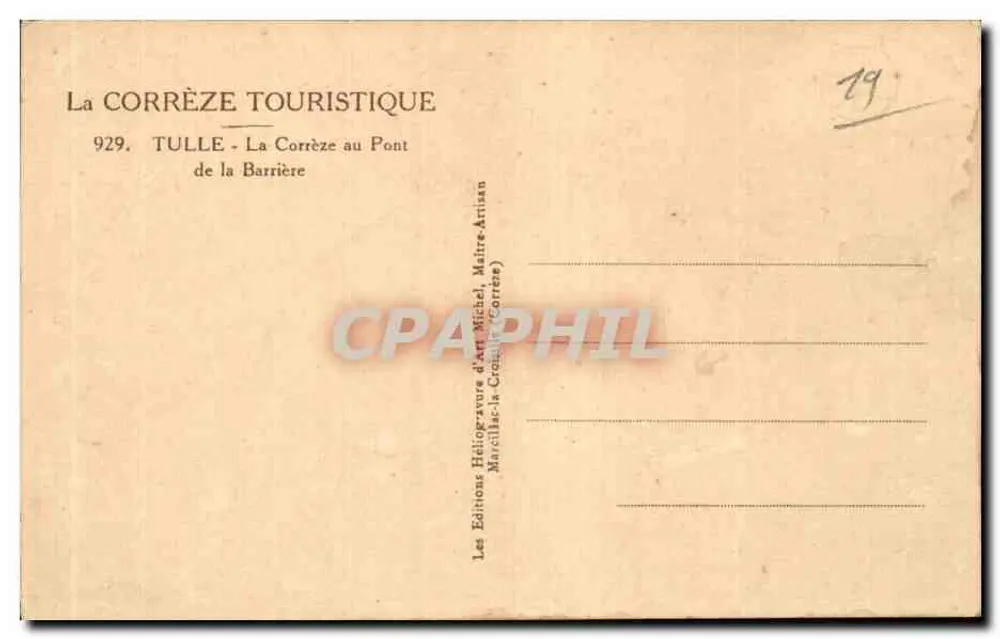Tulle - La Corrèze am Pont de la Barrière — Éditions Michel, Marcillac-la-Crétine (Corrèze) - Rückseite