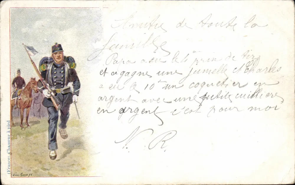 Soldado francês — Caçador a pé — editor Louis Fournier, n° 39 - Frente
