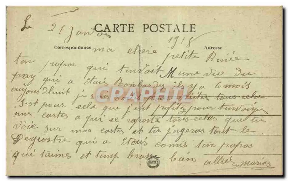Soissons — Geschossene Häuser durch die Deutschen — L. G. H. Paris - Rückseite