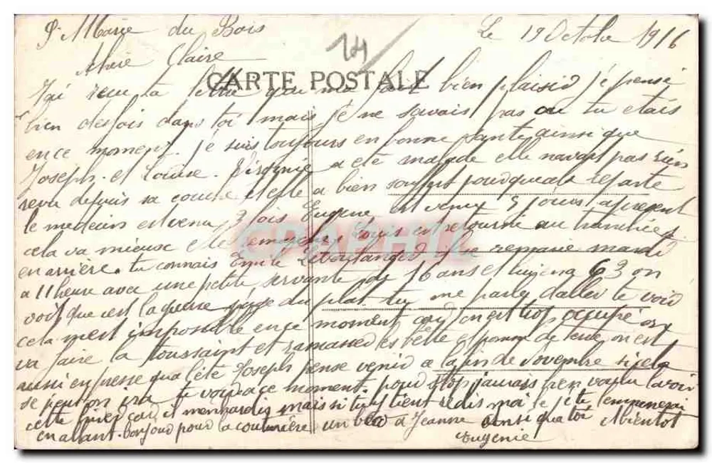 Durch die Normandie — Heu-Ernte — Die Zusammenkunft — Verlag: L. Proust, Saint-Lô, Normandie (Serie 14) - Rückseite