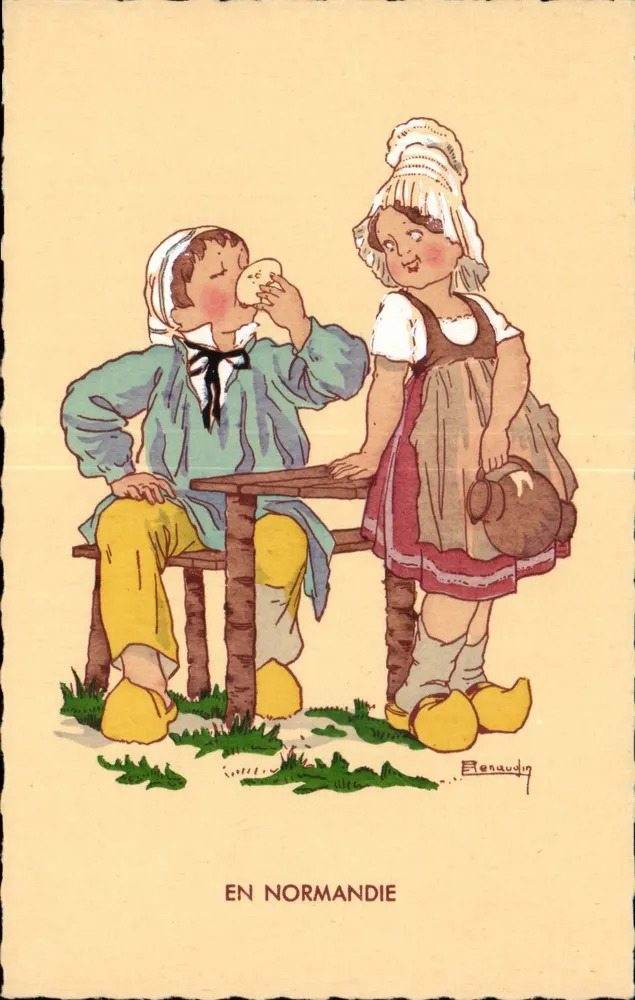 In der Normandie — Kinder in traditioneller Kleidung — Benaudin - Vorderseite